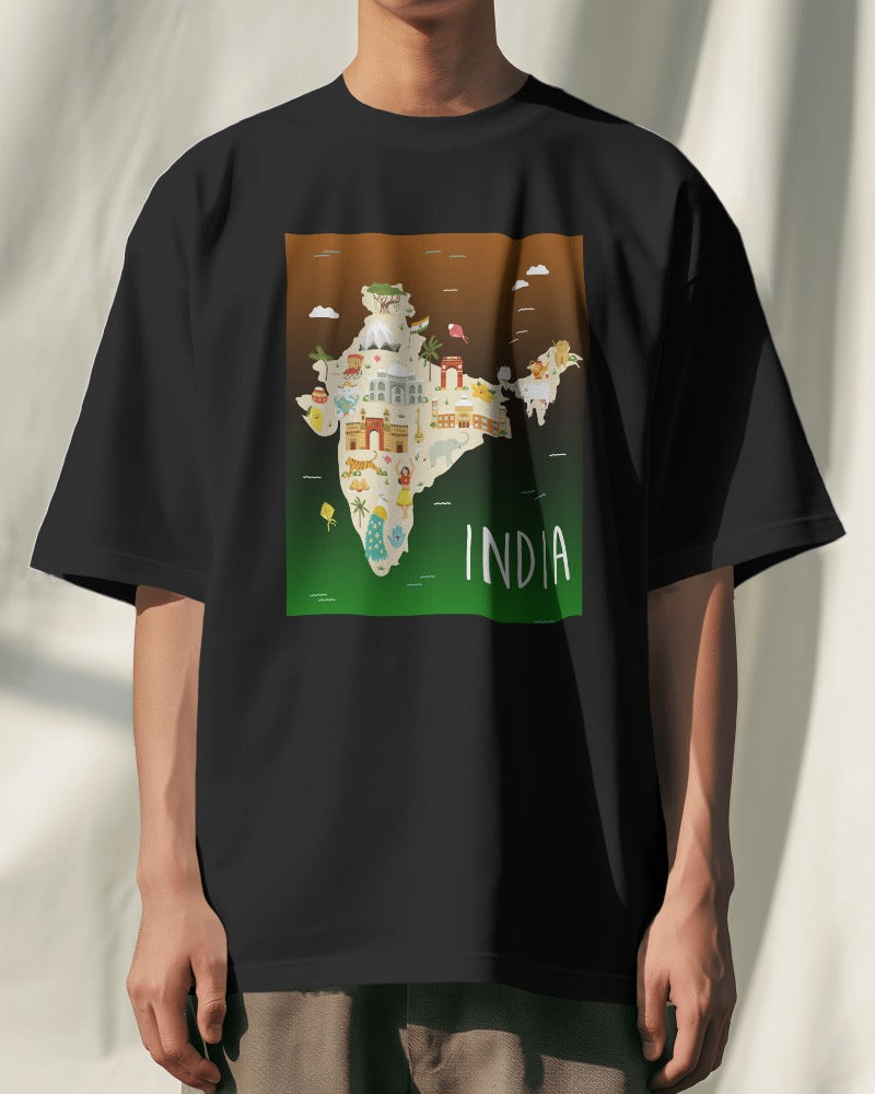 India Map- Independence Day - 15th Aug Special - Men's Oversize T-shirt