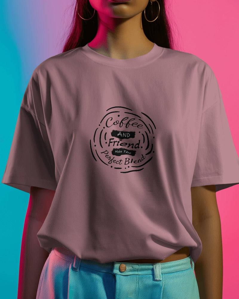 Veratees "Coffee and Friends Makes A Perfect Blend" Oversize Unisex T-Shirt