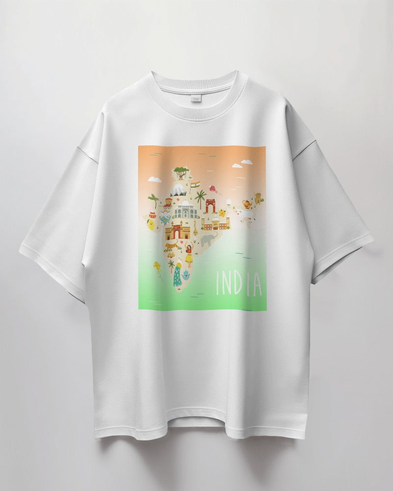 India Map- Independence Day - 15th Aug Special - Men's Oversize T-shirt
