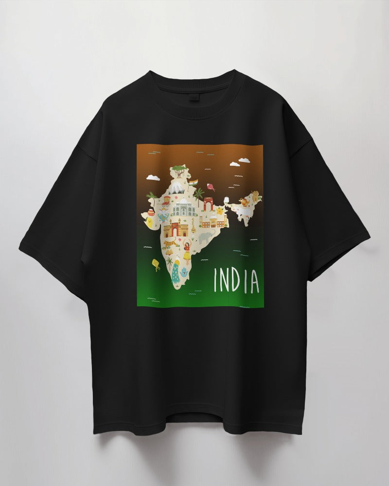 India Map- Independence Day - 15th Aug Special - Men's Oversize T-shirt