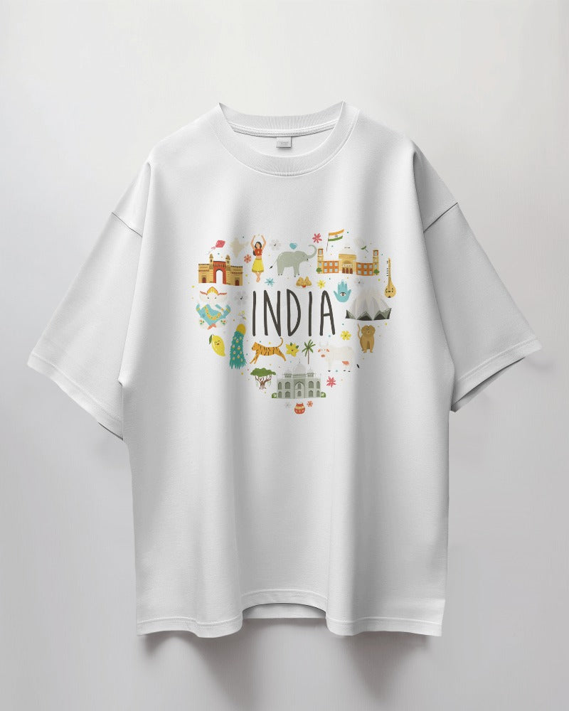 India Map Heart - Independence Day - 15th Aug Special - Unisex Oversize T-shirt