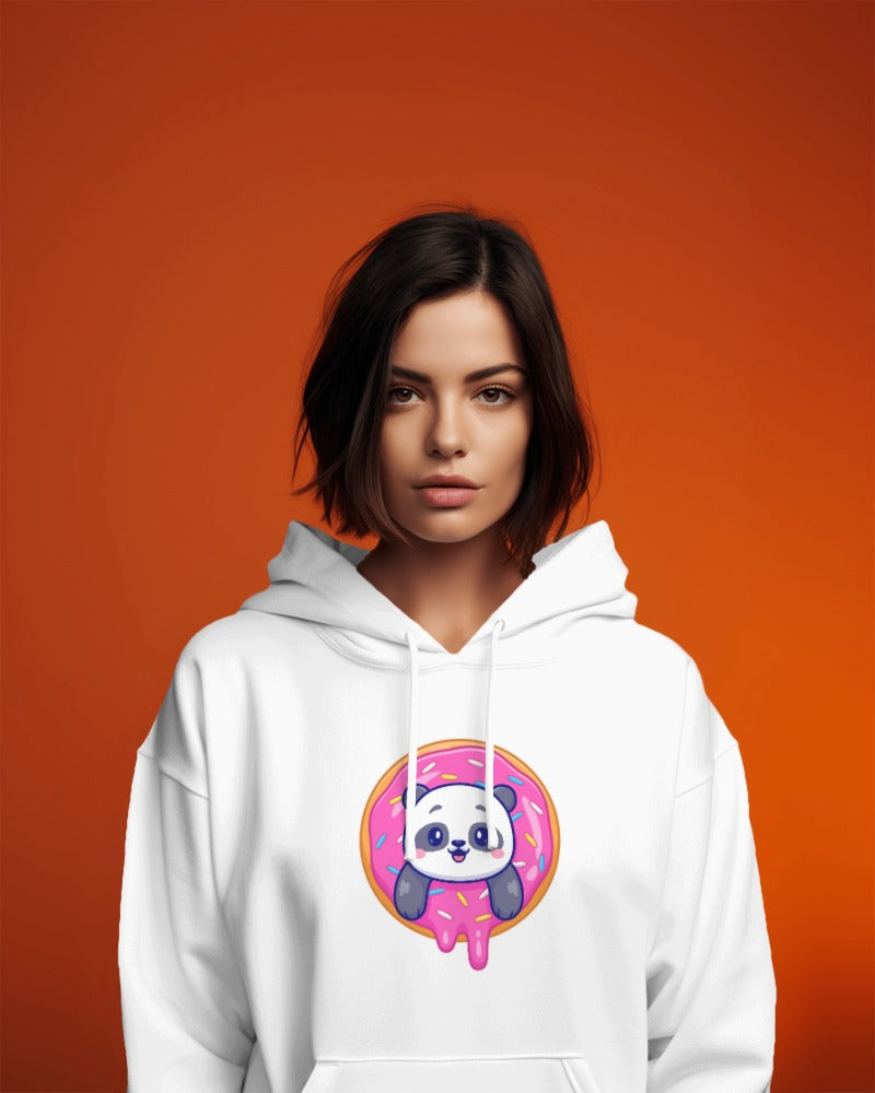 Unisex Hoodie: Cute Panda in Donut
