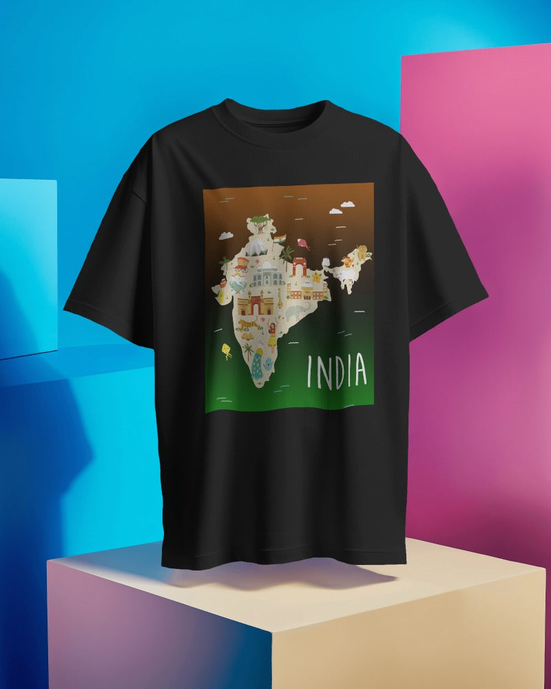 India Map- Independence Day - 15th Aug Special - Men's Oversize T-shirt