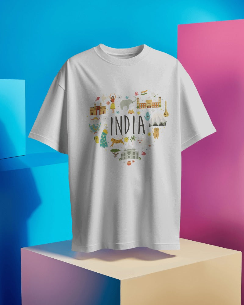 India Map Heart - Independence Day - 15th Aug Special - Unisex Oversize T-shirt