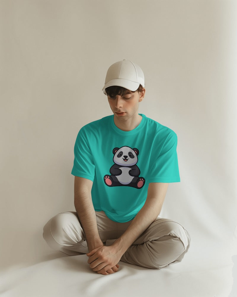 Veratees Panda Design Oversize Unisex T-Shirt