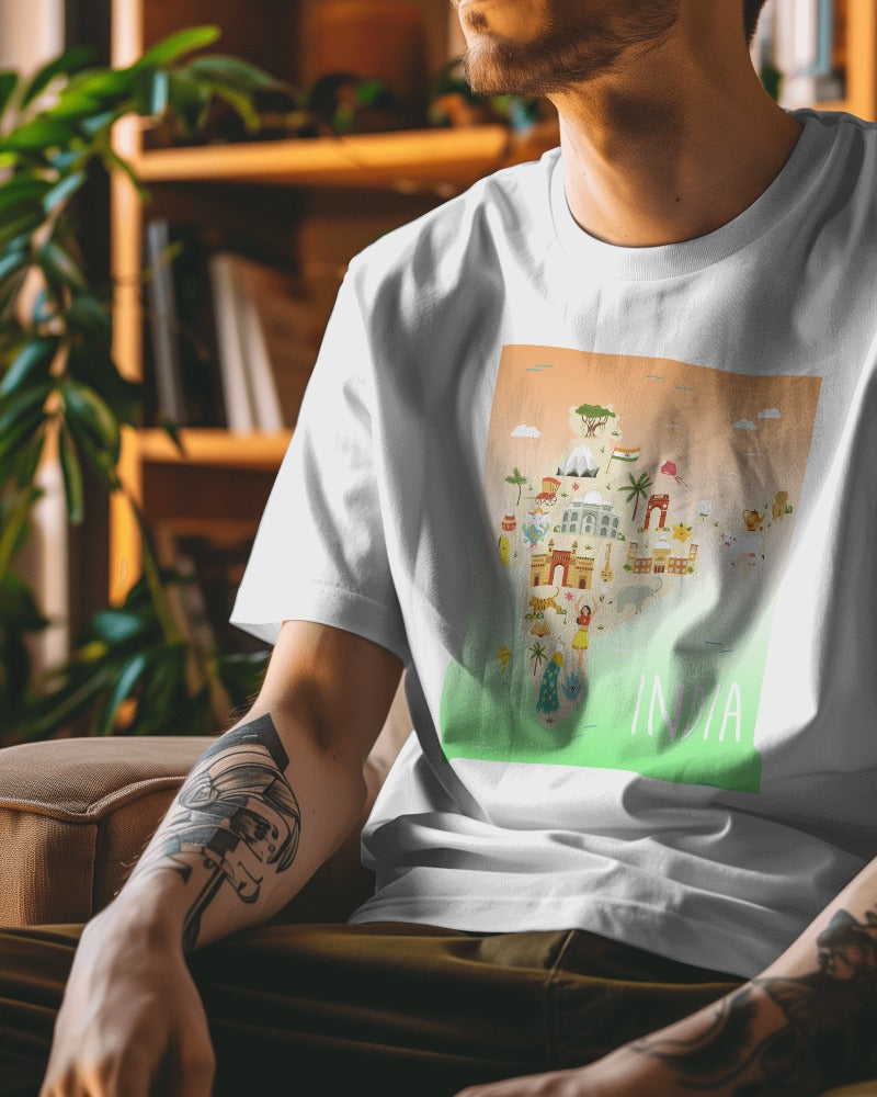 India Map- Independence Day - 15th Aug Special - Men's Oversize T-shirt