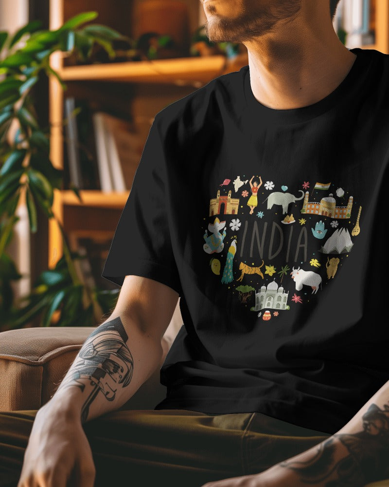 India Map Heart - Independence Day - 15th Aug Special - Unisex Oversize T-shirt